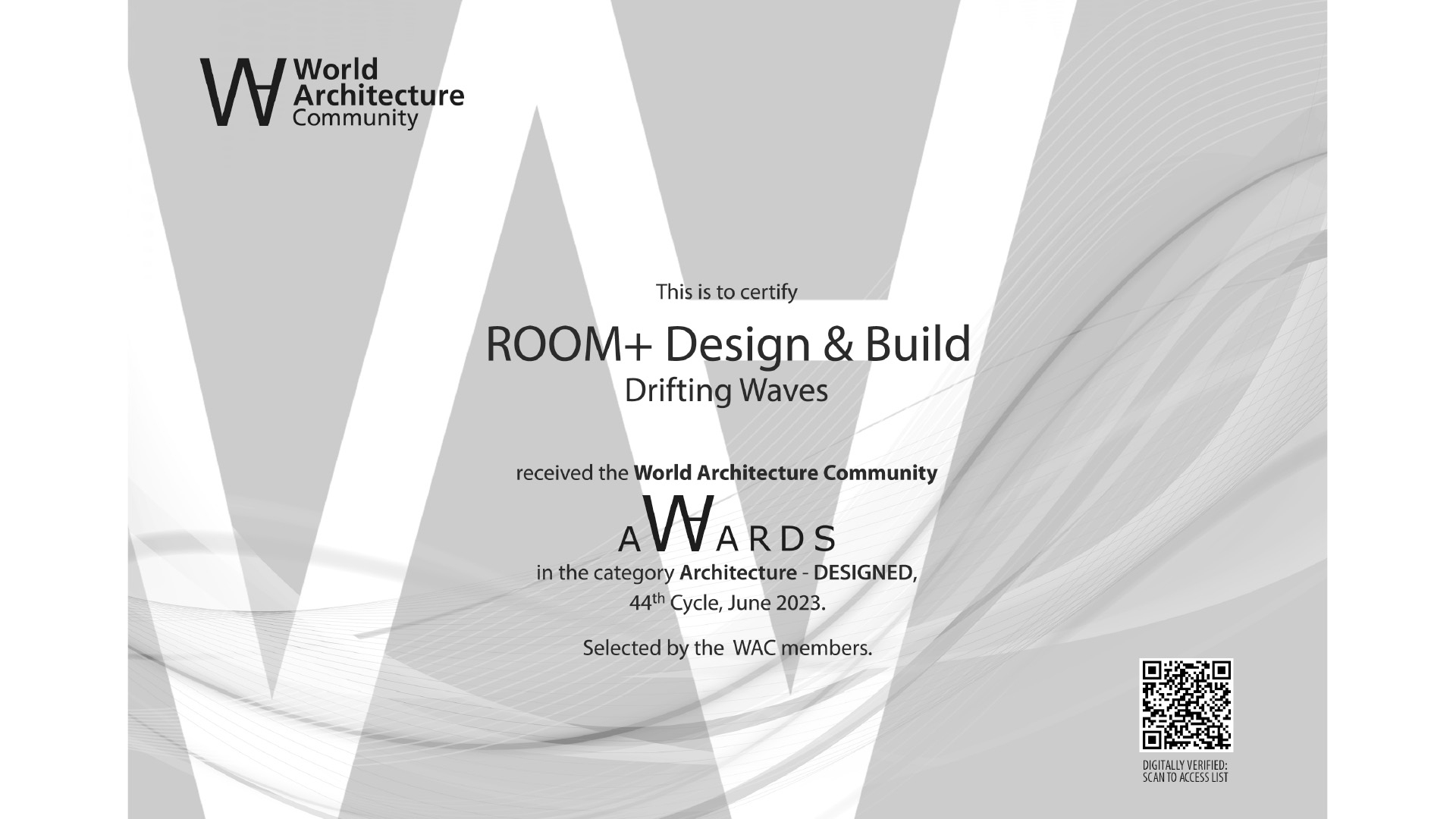 Awards world architecture - Drifting waves 44th - 01